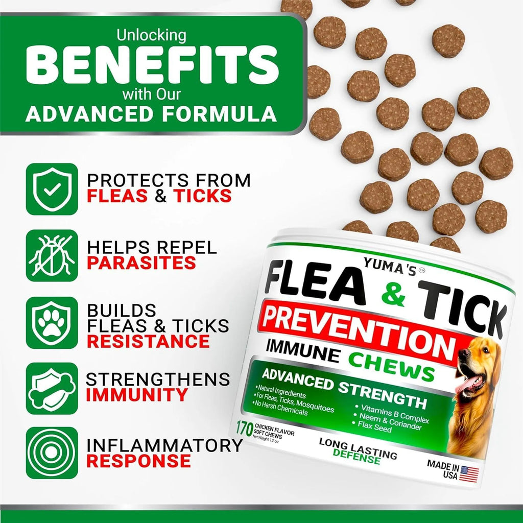 2 Pack Flea and Tick Prevention for Dogs Chewables Natural Dog Flea and Tick Treatment Chewable Flea and Tick Chews for Dogs Soft Oral Flea Pills for
