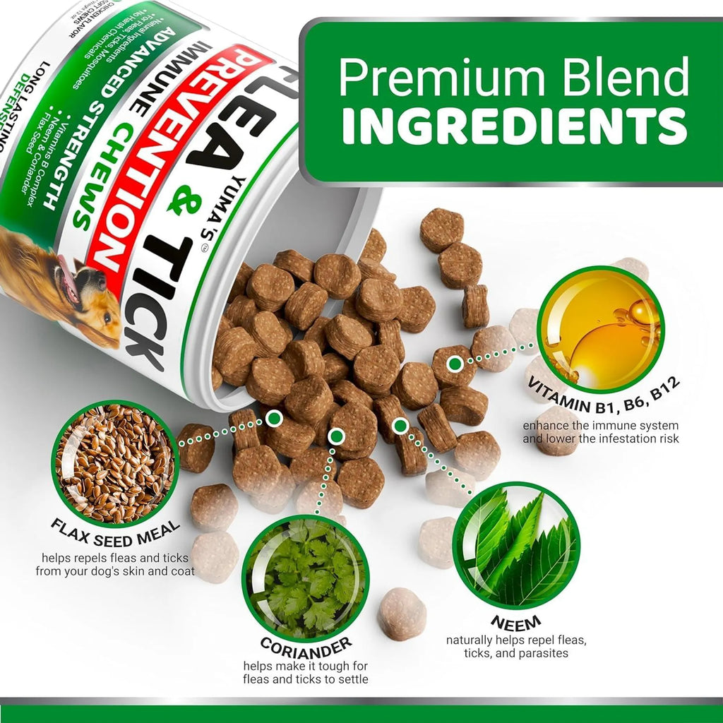 2 Pack Flea and Tick Prevention for Dogs Chewables Natural Dog Flea and Tick Treatment Chewable Flea and Tick Chews for Dogs Soft Oral Flea Pills for